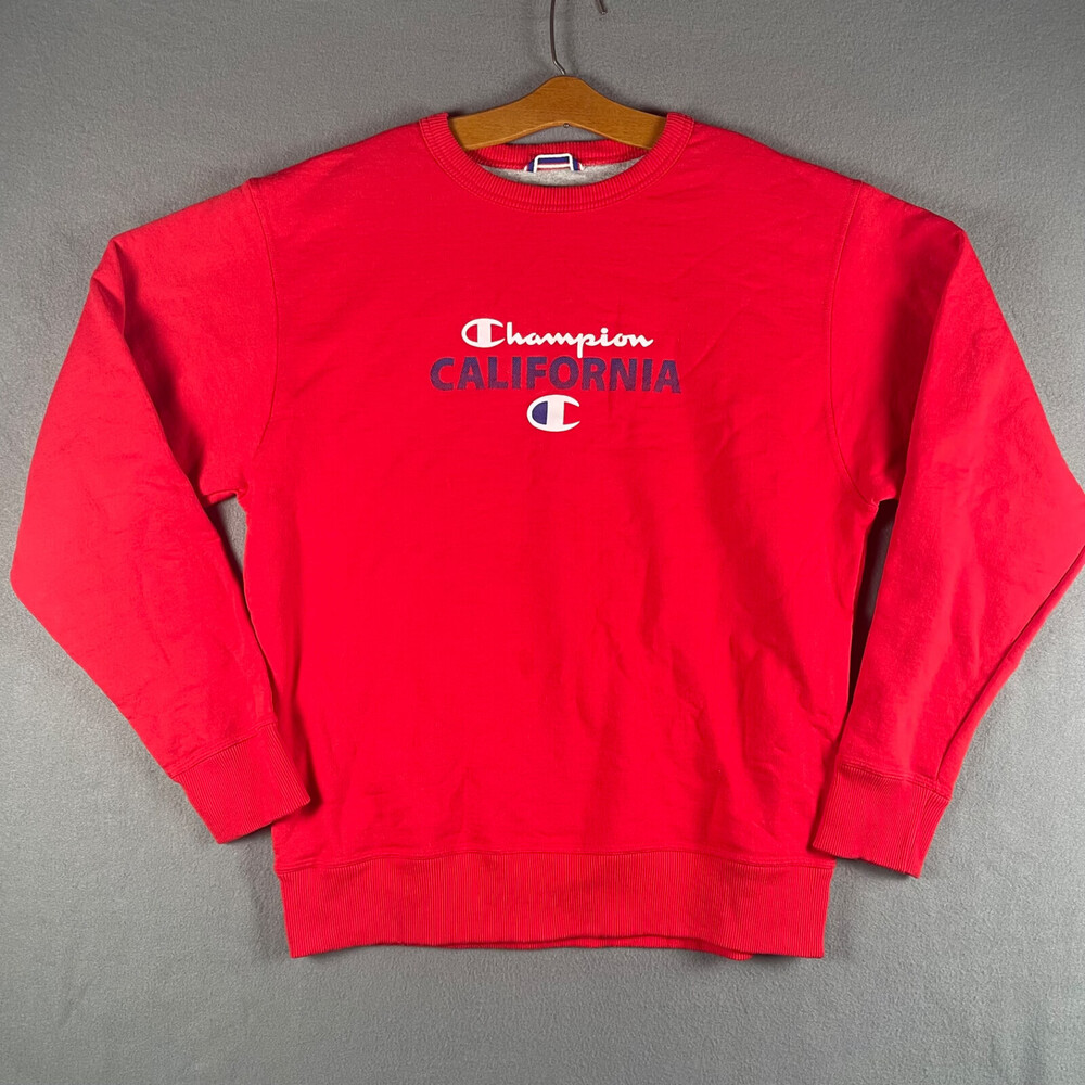 Champion California Sweater Medium Red Spellout w/Emblem Long Sleeve Destination